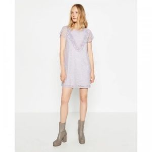 ZARA Lavender/Lilac Lace Shift Dress with Ruffles